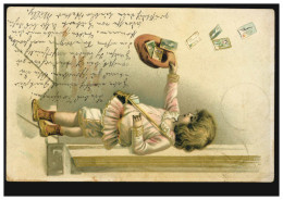 Prägekarte Junge Als Briefträger Bringt Kartengrüsse, BUTZHEIM 21.11.1904 - Other & Unclassified