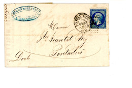 Courrier Facture An 1863 INDIGOS épicerie Peinture HUGON MORLET  à BESANCON 25 Doubs Pour SANTET à PONTARLIER - 1863-1870 Napoleon III Gelauwerd