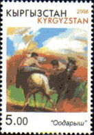 213998 MNH KIRGUIZISTAN 2008 JINETES PELEANDO. PINTURA - Kirghizstan