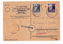 DDR Deutschland 1951 Reichenbach Vogtland Sétif Algerie Kathe Kollwitz Gerhart Hauptmann Drucksache - Storia Postale