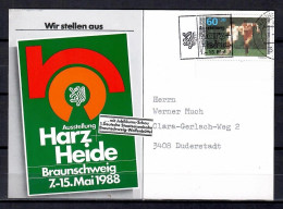 MiNr. 1353; Sporthilfe: Fußball-Europameisterschaft, Auf Portoger. Karte Von Braunschweig Nach Duderstadt; B-1344 - Covers & Documents