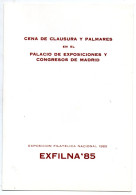 Tarjeta  Con Matasellos Commemorativo De Cena De Clausura De 1985 - Cartas & Documentos