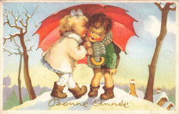 FETES ET VOEUX - Nouvel An - Un Baiser Sous Le Parapluie  - Colorisé - Carte Postale Ancienne - Neujahr