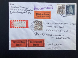 LR AR EXPRES Pour La BELGIQUE TP 500 + 40 X2 OBL.26 4 82 BISCHOFSHEIM - Storia Postale