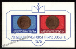 Liechtenstein 1976 Yvert BF 13, 70th Ann. Prince Franz Josef II, Medals - Miniature Sheet  - MNH - Unused Stamps