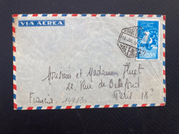 LETTRE Par Avion Pour La FRANCE TP TELEGRAFO 3p OBL. HEXAGONALE 16 JUL 56 CORREO AEREO VALENCIA - Lettres & Documents