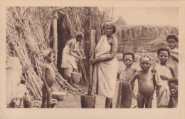 Group De Native Kids And Millet Pounding In Italian Colony In Africa Written From Mombassa Kenya - África