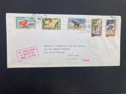 LETTRE Pour La FRANCE TP HYENE 0F50 + GUEPARD 1F50 + HYENE 1F + FENNECS 4F + MOUFLON 3F OBL.27-8 1964 - Mauritanie (1960-...)