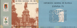 730804 MNH ESPAÑA Hojas Recuerdo 1974 VIII FERIA NACIONAL DEL SELLOS - SEVILLA - Neufs