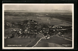 AK Ostermiething /O.-Oe., Teilansicht Mit Kirche, Fliegeraufnahme  - Autres & Non Classés