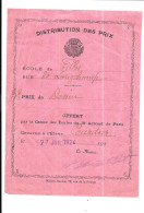 KB2103 - DISTRIBUTION DE PRIX ECOLE DES FILLES DE LONGCHAMP - PARIS 1924 - COURDIER - Diplômes & Bulletins Scolaires