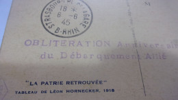 Carte Maximum FRANCE N°Yvert 739 (LIBERATION) Obl Sp Strasbourg 1945 (Ed Coquemer - Tableau De Hornecker -1918) - 1940-1949