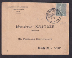 Lettre Aff 15c Semeuse Obl. Willgottheim (Unter Els) 04.03.1919 - Briefe U. Dokumente