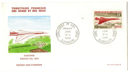 1,87 FRANCE, CONCRODE PREMIER VOL 1969, DJIBOUTI, FIRST FLIGHT COVER - First Flight Covers