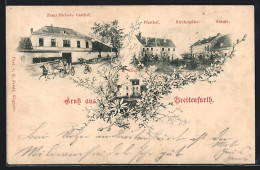 AK Breitenfurth /N.-Oe., Franz Stelzers Gasthof, Kirchenplatz Mit Pfarrhof Und Schule  - Sonstige & Ohne Zuordnung