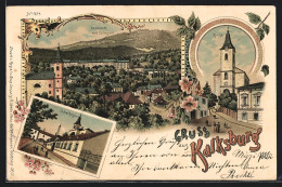 Lithographie Wien-Kalksburg, Teilansicht Mit Collegium, Kirche, Schwibogen  - Altri & Non Classificati