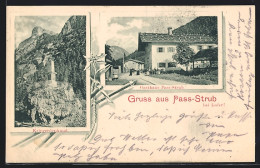 AK Pass Strub /Lofer, Gasthaus Pass-Strub Mit Strasse, Kriegerdenkmal  - Other & Unclassified