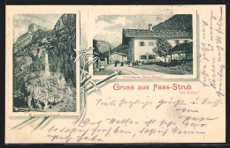 AK Pass Strub /Lofer, Gasthaus Pass-Strub Mit Strasse, Kriegerdenkmal  - Altri & Non Classificati