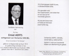 Emiel Aerts Geb Te Begijnendijk Op 8 Juli 1913 Overl Te Bonheiden Op 25 Jan 1999 - Andere & Zonder Classificatie