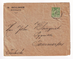 Bordeaux 1900 Holbeck Tammerfors Tampere Finlande Finland Timbre Via Russia St. Petersburg Type Sage 5c Vert Jaune - 1898-1900 Sage (Tipo III)