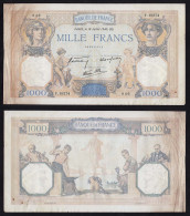 Frankreich - France  1000 Francs 1940 Pick 90c F/VF (3/4)   (16176 - Andere & Zonder Classificatie