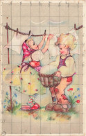 FANTAISIES - Un Petit Couple étendant Les Linges - Colorisé - Carte Postale Ancienne - Autres & Non Classés