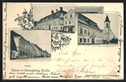 AK Strengberg /N.-Oe., Gasthaus, Geschäft Carlott, Strassenpartie  - Other & Unclassified