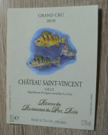 THEME POISSON : ETIQUETTE CHATEAU SAINT-VINCENT - GRAND CRU 2018 - NEUVE - Poissons