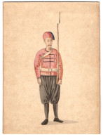 Handzeichnung Osmanischer Soldat In Uniform Mit Gewehr, Türke  - Dibujos