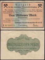 Ostelbischen Braunkohlenbergbau 3-Millionen Mark 1923 Notgeld Reichspapiergeld - Altri & Non Classificati