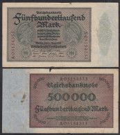 Reichsbanknote -  500 Tausend Mark 1923 Ro 87b F (4) Serie A 4-fach  (29024 - Autres & Non Classés