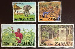 Zambia 1979 Definitives Surcharges Set Plants Animals MNH - Zambia (1965-...)