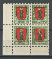 SBK J26, Mi 186 Viererblock ** MNH - Ungebraucht