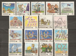 Australie 1988 - Petit Lot De 17 Timbres Oblitérés De La Série Living Together - Cartoons - BD - Usados