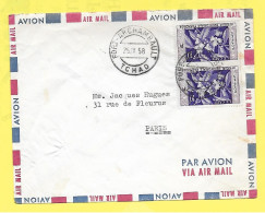 Lettre Par Avion Oblitération Double Cercle A Pont FORT ARCHAMBAULT  TCHAD 1958 - Lettres & Documents