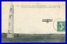 * GRANDE SEMAINE D'AVIATION DE REIMS * AEROPLANE FARMAN - POTEAU LIMITE - AOUT 1909 - EDIT. MALCUIT - 155 - ....-1914: Precursores