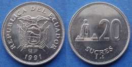 ECUADOR - 20 Sucres 1991 "Middle Of The World" KM# 94.2 Decimal Coinage (1872-1999) - Edelweiss Coins - Equateur