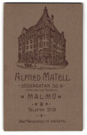 Fotografie Alfred Matell, Malmö, Södergatan 36a, Ansicht Malmö, Ateliershaus Mit Werbeaufschrift In Der Aussenansic  - Orte