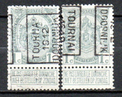 1871 Voorafstempeling Op Nr 81 - TOURNAI 1912 DOORNIJK - Positie A & B - Rolstempels 1910-19