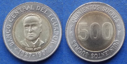 ECUADOR - 500 Sucres 1997 "Isidro Ayora" KM# 102 Decimal Coinage (1872-1999) - Edelweiss Coins - Ecuador