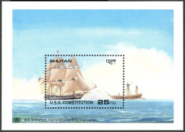 Bhutan 758, MNH. Mi Bl.. IMO Maritime Organization-30,1989. USS Constitution. - Bhutan