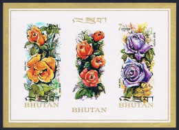 Bhutan 150f Sheet Imperf,MNH.Michel Bl.57B. Roses 1973. - Bhután