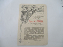 LA VINICOLE AGENCE LIMOGES DEPLIANT TARIF VIN - Publicités