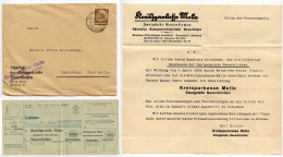 Germany 1934 Cover W/ Letter & Zahlkarte; Neuenkirchen (Kr. Melle) - Kreissparkasse Melle To Schiplage; 3pf. Hindenburg - Storia Postale