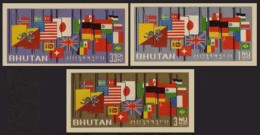 Bhutan 31-33,33a Imperf.MNH.Michel 40B-42B,Bl.2B. Flags/World At Half-mast.1964. - Bhután