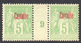 !!! CAVALLE, PAIRE DU N°2 AVEC MILLESIME 9 (1899) NEUF ** - Unused Stamps