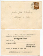 Germany 1936 Cover & Wedding Invitation; Neuenkirchen (Kr. Melle) To Schiplage; 3pf. Hindenburg - Storia Postale