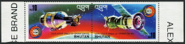 Bhutan 182-183 Pair, 182a, MNH. Mi 624-625,Bl.69. Apollo-Soyuz Space Test, 1975. - Bhutan