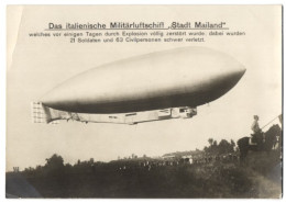 Riesen-AK Italienisches Militärluftschiff Stadt Mailand, Durch Explosion Zerstört  - Airships