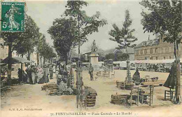 77 - Fontainebleau - Place Centrale - Le Marché - Animée - CPA - Voir Scans Recto-Verso - Fontainebleau